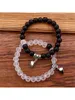 2pcs/Set Stretchable Love Heart Matching Bracelets, Ideal Gift For Best Friends, Couples, Family Members