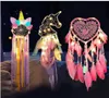 Dreamcatcher Dream LED Light Girl Heart Fashion Feather Rream Catcher Pendant Mur suspendu décoration de lacet tissée WMQ1035441824