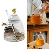 Bouteilles de stockage en forme de nid d'abeille, petit pot pour abeilles en verre transparent, tige d'agitation à haute teneur en Borosilicate avec couvercle, fournitures de cuisine pour la maison