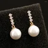 Boucles d'oreilles pendantes pour femmes, Simple, imitation perle suspendue, à la mode, Design rond, Bijoux cadeau, vente 11.11, 2024
