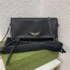 Zadig Bag Wings Hot Diamond Womens Bag Chain Single Shoulder Crossbody Bag Handhållen Bag Letter Kuvertläder