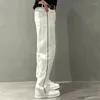 Men's Jeans Male Cowboy Pants White Trousers Stripe For Men Straight Work Wear Korean Style Summer Xs Stacked Plus Size Spring Autumn