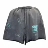 Saint LOUIS Vêtements À La Main Encre Spray Style Rétro Boucle Tissu Été Hommes Et Femmes Shorts Occasionnels W Noir Haute Qualité E2Lj #