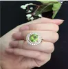 Anelli a grappolo Anello con peridoto naturale Donna 925 Sterling Sier Gioielleria raffinata all'ingrosso Pietra preziosa 8 10mm Consegna a goccia Dhij7