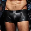 Underpants Jockmail Spectrum High Reflective Imitation Leather Boxer Mens Underwear Shorts Swimming Trunks Stage Man Clothing