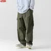 spring Summer Men's 2023 New Multi-Pocket Cargo Pants Men's Casual Solid Colour Straight Baggy Wide-leg Pants Men S8tS#