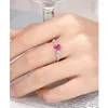 Cluster Rings S925 Silver Ring 1 Egg 6 8 Pink Diamond Women's Instagram Celebrity Versatile