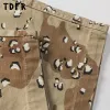 Pocket Camoue Spodnie cargo męskie plisowane safari w stylu safari elastyczna talia luźna luźna szeroka noga zwężające się spodnie Z2TP#