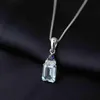 Hanger Kettingen Potiy Emerald Cut Hemelsblauwe Topaas Gemaakt Saffier 925 Sterling Zilveren Hanger Ketting voor Vrouw Zonder Ketting Dagelijks JewelryC24326