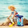 Set di giocattoli di sabbia da spiaggia per bambini Set di giocattoli con ruota di sabbia con rastrello a vanga 2 stampi a forma di giocattolo da gioco all'aperto per bambini 240321