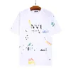 T-shirt estiva da uomo e da donna 100% cotone dipinto a mano con schizzi di inchiostro lettere graffiti allentate maniche corte girocollo magliette oversize athleisure LA88745