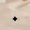 Mode S925 Silver Diamond Necklace Four-Leaf Clover Pendant for Women Crystal Flower Shell Clavic Chain Jewelry