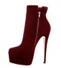 Heiße Frauen Sky Blue Red Burgundy Solide Wildleder Runde Kappe Plattform Reißverschluss Seite Super Dünne Heels Stiefeletten Dame Party kurze Booties