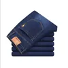 Pure kleur rechte jeans zwart/blauw heren kleine elastische casual Lg-broek maat 28-40 F1eZ #