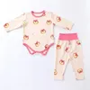 Automne hiver bébé garçon fille pyjamas dessin animé Oneck à manches longues body taille élastique pantalon né maison porter chemise de nuit E23278 240325