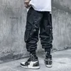 Мужские брюки-карго с ремешками и шипами Techwear Jogger Punk Ankle Black l7Vw #