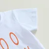 Set di abbigliamento Neonato Vestiti di Halloween T-shirt a maniche corte con stampa di lettere e pantaloni elasticizzati Set estivo da 2 pezzi