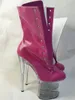 Sapatos de dança 20cm de elegante chique transparente sola salto alto botas de tornozelo femininas 8 polegadas