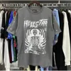 Summer Hellstar T Shirt Designer T Shirts Graphic Tee Clothing Hipster Washed Fabric Street Graffiti Lettering Foil Print Vintage Black Loose Fitting Plus Size 8783