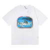 Therts Mens Designer Fashion Clothing Tees Tshirt العلامة التجارية الأمريكية Rhude Lone World High Street Leisure Wolf Print Wort