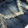 Nouveau short en jean jean pour hommes Ragged Fi bords perforés polyvalents et trou perforé pantalon en ruine grande taille 88Et #