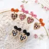 Boucles d'oreilles pendantes colorées en forme de cœur, tissu exquis pour filles, Style coréen, accessoires de bijoux à carreaux pour femmes