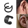 Hoop Huggie 1 neuer unlackierter Ohrringclip aus Edelstahl, geeignet für Männer/Frauen, Unisex, Punk, schwarz, perforierte gefälschte Ohrringe, Schmuckgeschenke 24326