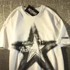 American Street Hiphop Star Print Short Sleeve T-shirt voor mannen en vrouwen y2k kleding oversized zomer ontspannen casual paar top 240313