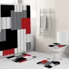 Ensemble rideau de douche de salle de bain moderne Maison étanche à la maison 3D Tapis d'entrée de tapis 4pcs Set Toilet Soupt Cover Tapis Bath Bath Nonslip Floor Mat