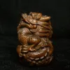 Skulpturer yizhu kultuer konst h 7 cm gammal kinesisk boxwood hand snidad drake figurstaty dekoration presentkollektion