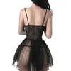 Sexy Skirt Sexy Set Womens Babydoll lingerie pajamas with floral lace and lace perspective V-neck sleeveless suspender chemical pajamas 24326