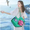 Bolso de mano de gran capacidad con cordón para mujer, bolso compuesto único con mariposa y flor de amor, bolso de hombro elegante de estilo nacional
