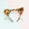 European and American fashion short plush hair hoop Cat's ears (Steamed cat-ear shaped bread) tiger leopard party holiday hair accessories novelty AB10