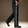 Pantalon pour hommes Automne Mode Patchwork Couleur Contraste Étiquette lâche Taille élastique Drapé Tube droit Corduroy Sanitaire