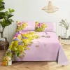 Ensemble de draps bleu papillon fleur reine fille, ensemble de literie pour chambre d'amoureux draps et taies d'oreiller literie drap plat ensemble de draps