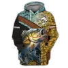 Bass Fishing 3D stampato Fi Felpe con cappuccio Autunno unisex Casual con cappuccio Pullover regalo per amante della pesca e2Ie #