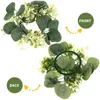 Decorative Flowers 2 Pcs Candlestick Garland Eucalyptus Wreaths Rings Table Decorations Small Artificial Leaf Silk Flower Christmas Dining