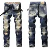 denim Jeans Straight Scratches Fi Men's Pants Luxury Vintag Hole Ruined Lg Broken Fi Regular Fit Large Size k2hz#
