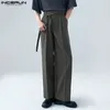 pantaloni eleganti e ben aderenti nuovi pantaloni da uomo penduli in vita sciolta pantaloni INCERUN pantaloni larghi a vita alta solidi maschili belli 84Bh #