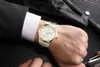 Wristwatches Luxurious Circle Design Quartz Men Golden Stainless Steel Watch Date/Week Functions Luxury Diver's Clock Man