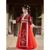 Vêtements ethniques Filles Hanfu Années chinoises Enfants Chaud Tang Costume Enfants Hiver Plus Veet Broderie Robe de soirée avec Cape Drop Delive Otr5R