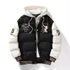 FI förtjockad basebolljacka Ny falsk tvådelar Huven Cott Coat Winter Outdoor Warm Coats Luxury Brand Clothing N2LC#