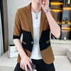 Erkek takımları yaz gündelik ince beyefendi iş düğün moda trend yakışıklı renk eşleşen blazer baskı kolu küçük takım elbise