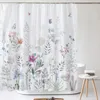 シャワーカーテン新鮮な花の葉カーテンバスルームの防水ポリエステル3D印刷300x180cm