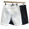 Été pour hommes lâches droits denim blanc noir décontracté de genou jean short r4qz #