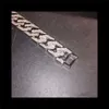 Anpassning Iced Out White Gold Plated Sier VVS Moissanite Diamond Bling Link Chain Cuban Armband