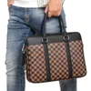 New Fashion Mens Briefcase Handbag Checkered Business Casual Crossbody Large Capacity 70% Off Online sales