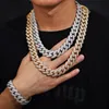 Miami Cuban Link Chain for Men Micro Inlaied 4 Row Bling Diamond 20 mm breed Iced Out Chains kettingontwerper Prong Rock Hip Hop 18K Gold Jewelry Woman Cadeau