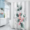 Tende Fiore di ortensia viola Tenda da doccia bianca Paesaggio 3D Pianta verde Tende da bagno in poliestere impermeabile Decorazione per schermo da bagno