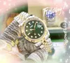 3 punteros Fecha automática Relojes para mujer Moda de lujo para hombre Banda de acero inoxidable completa Movimiento de cuarzo Reloj Oro Plata atmósfera clásica Reloj de pulsera Regalos